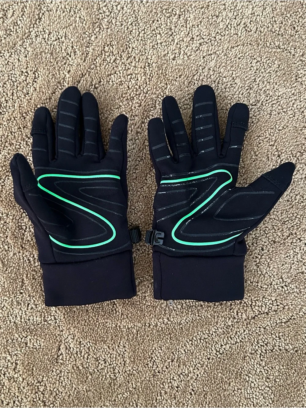 Head Black Gloves Kids with Green Logo
